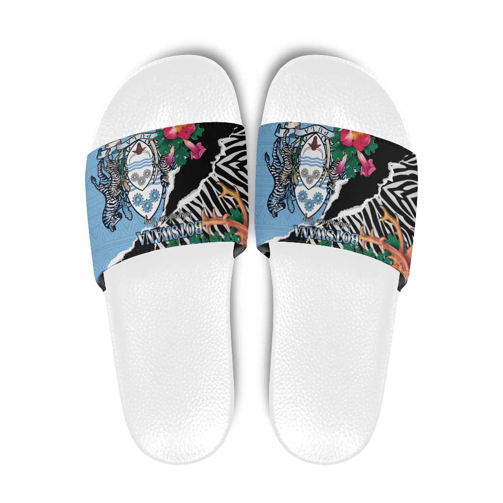 Botswana Independence Day Slide Sandals Coat Of Arms Devils Claw - Wonder Print Shop