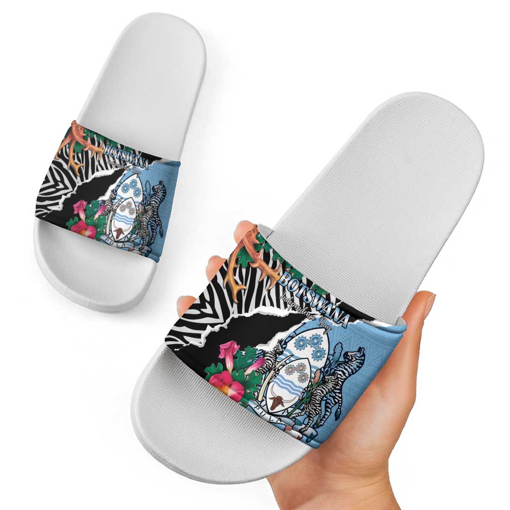 Botswana Independence Day Slide Sandals Coat Of Arms Devils Claw - Wonder Print Shop