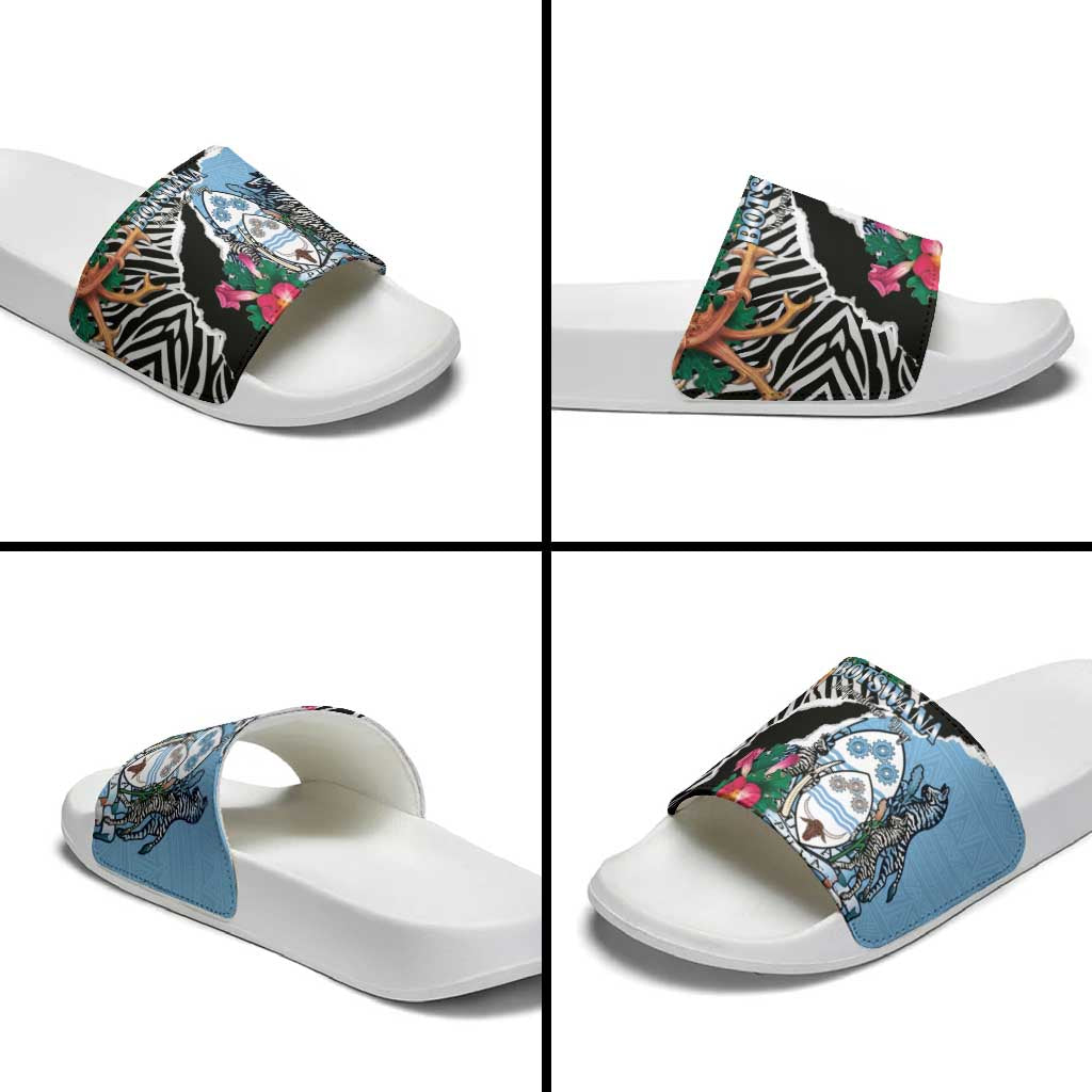 Botswana Independence Day Slide Sandals Coat Of Arms Devils Claw - Wonder Print Shop