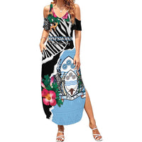 Personalized Botswana Independence Day Summer Maxi Dress Coat Of Arms Devils Claw - Wonder Print Shop