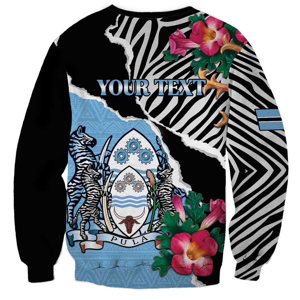 Personalized Botswana Independence Day Sweatshirt Coat Of Arms Devils Claw - Wonder Print Shop