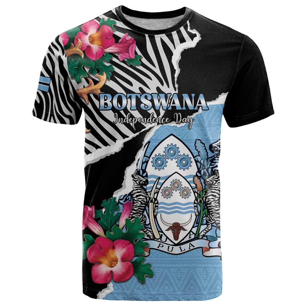 Personalized Botswana Independence Day T Shirt Coat Of Arms Devils Claw - Wonder Print Shop