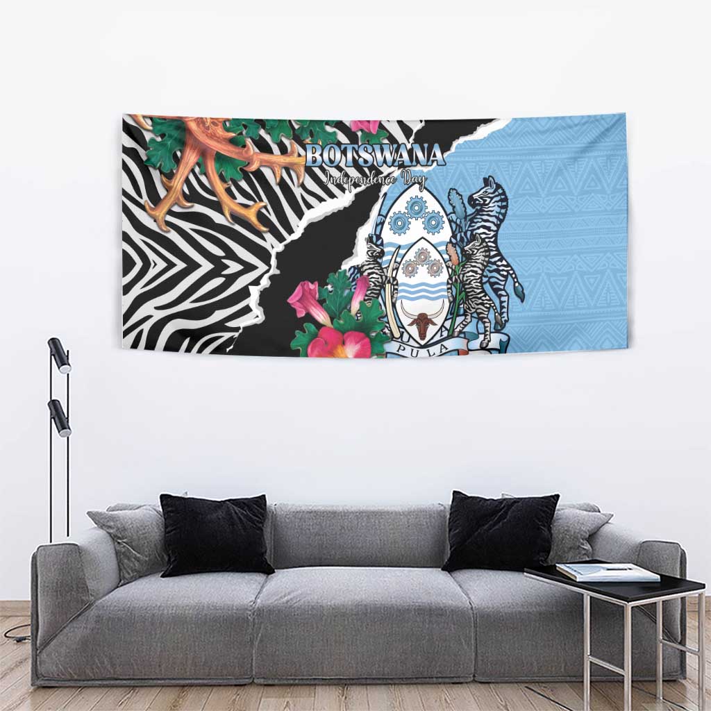 Botswana Independence Day Tapestry Coat Of Arms Devils Claw - Wonder Print Shop