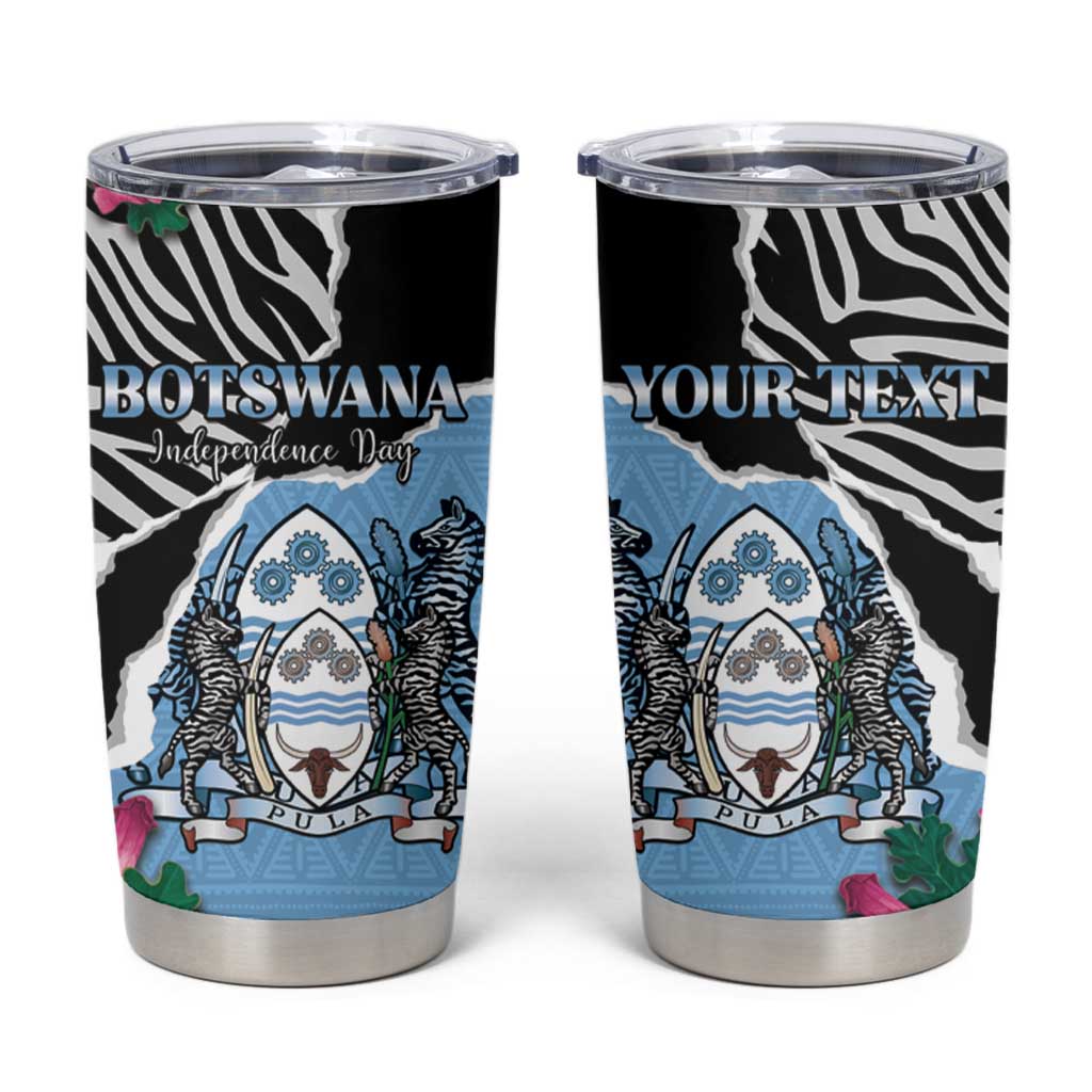 Personalized Botswana Independence Day Tumbler Cup Coat Of Arms Devils Claw - Wonder Print Shop
