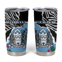 Personalized Botswana Independence Day Tumbler Cup Coat Of Arms Devils Claw - Wonder Print Shop