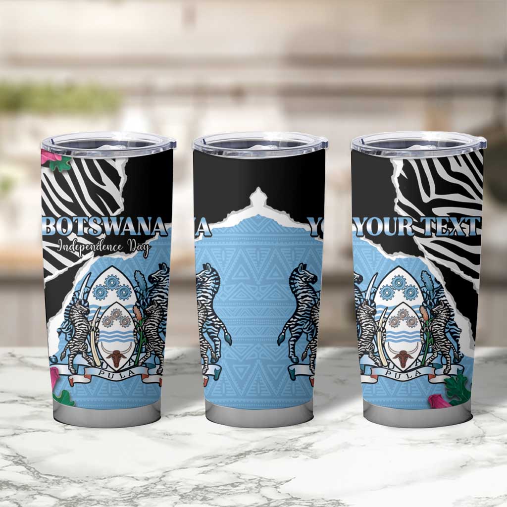 Personalized Botswana Independence Day Tumbler Cup Coat Of Arms Devils Claw - Wonder Print Shop