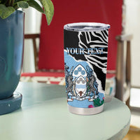 Personalized Botswana Independence Day Tumbler Cup Coat Of Arms Devils Claw - Wonder Print Shop