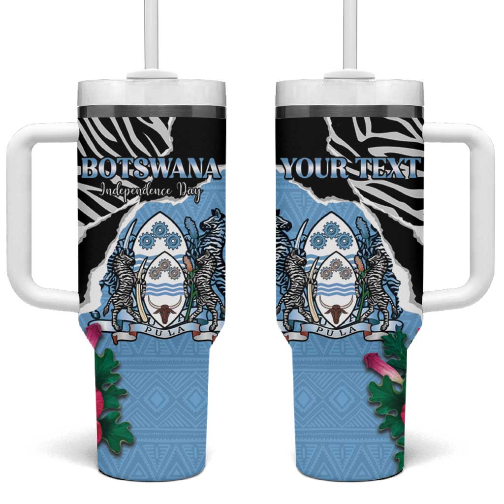 Personalized Botswana Independence Day Tumbler With Handle Coat Of Arms Devils Claw - Wonder Print Shop