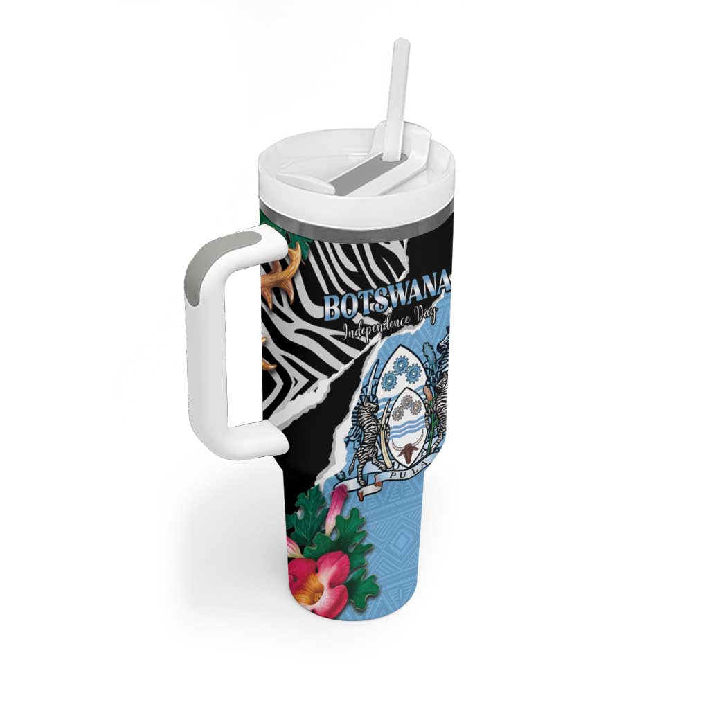 Personalized Botswana Independence Day Tumbler With Handle Coat Of Arms Devils Claw - Wonder Print Shop