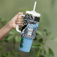 Personalized Botswana Independence Day Tumbler With Handle Coat Of Arms Devils Claw - Wonder Print Shop