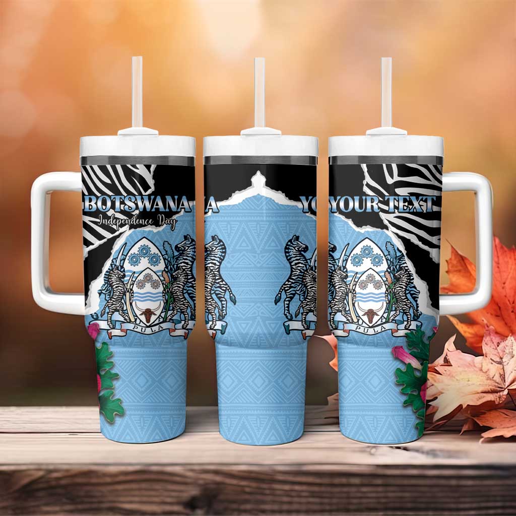Personalized Botswana Independence Day Tumbler With Handle Coat Of Arms Devils Claw - Wonder Print Shop