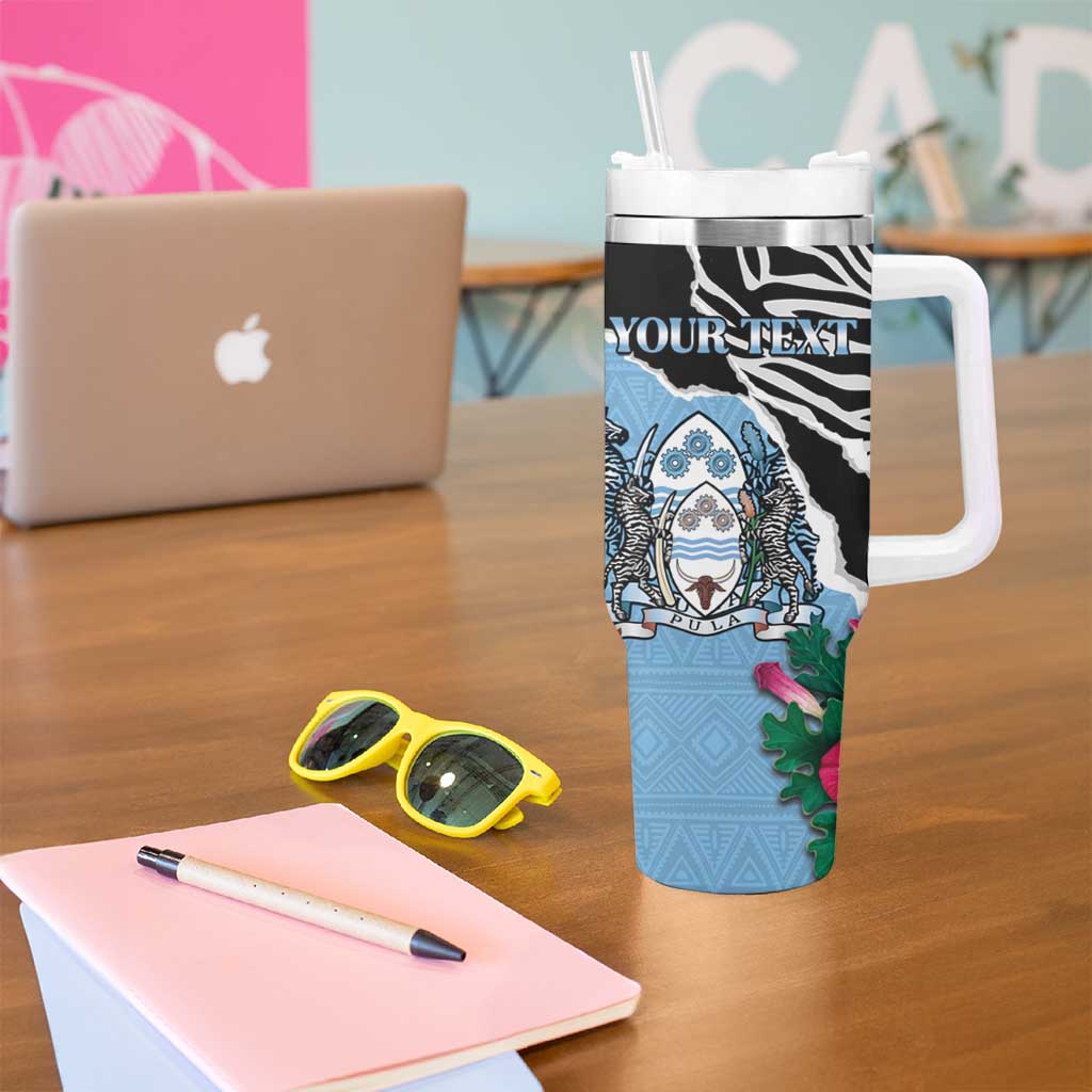 Personalized Botswana Independence Day Tumbler With Handle Coat Of Arms Devils Claw - Wonder Print Shop