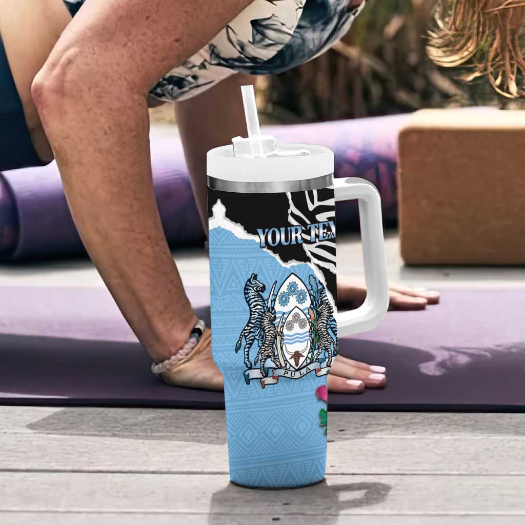 Personalized Botswana Independence Day Tumbler With Handle Coat Of Arms Devils Claw - Wonder Print Shop
