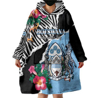 Personalized Botswana Independence Day Wearable Blanket Hoodie Coat Of Arms Devils Claw - Wonder Print Shop
