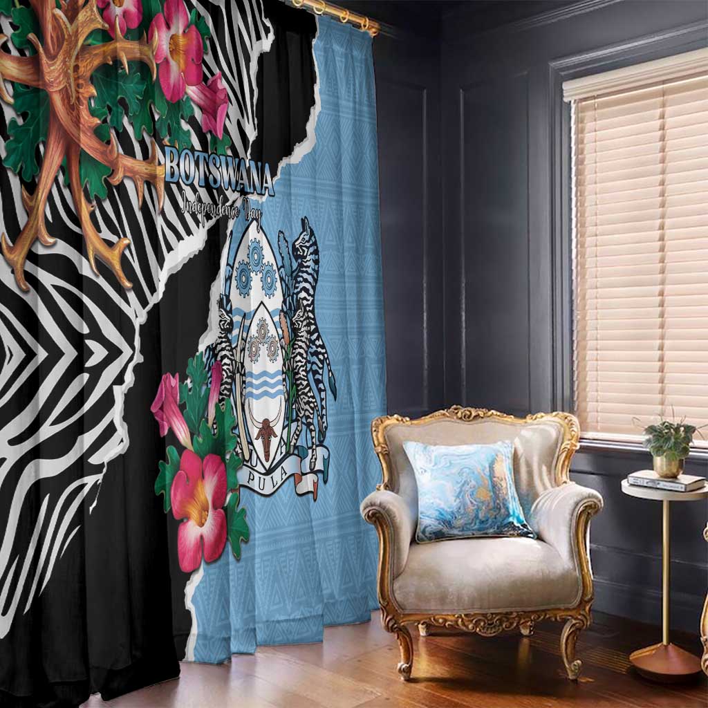 Botswana Independence Day Window Curtain Coat Of Arms Devils Claw - Wonder Print Shop