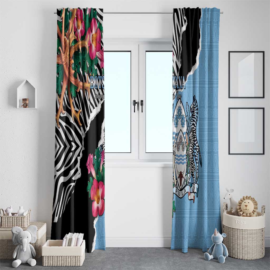 Botswana Independence Day Window Curtain Coat Of Arms Devils Claw - Wonder Print Shop