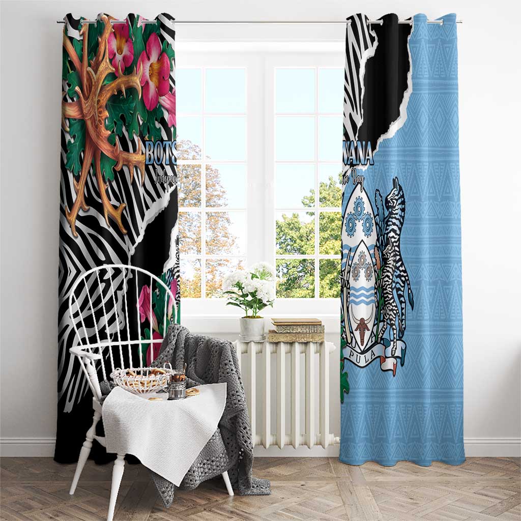 Botswana Independence Day Window Curtain Coat Of Arms Devils Claw - Wonder Print Shop
