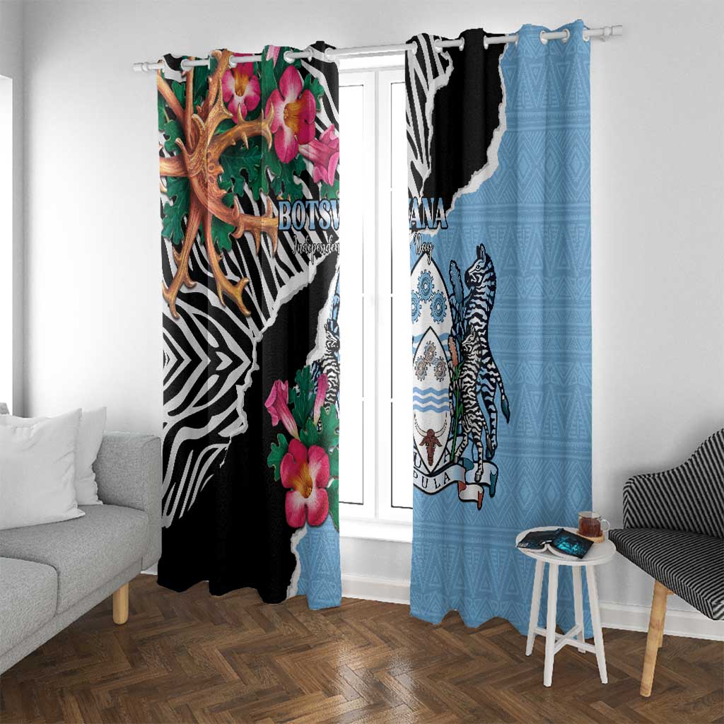 Botswana Independence Day Window Curtain Coat Of Arms Devils Claw - Wonder Print Shop