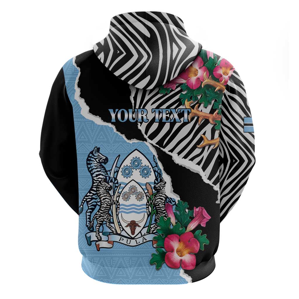 Personalized Botswana Independence Day Zip Hoodie Coat Of Arms Devils Claw - Wonder Print Shop