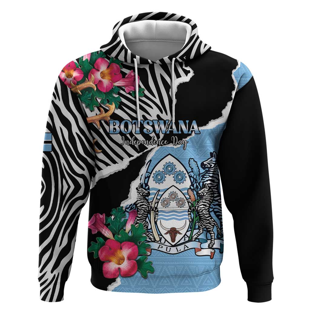 Personalized Botswana Independence Day Zip Hoodie Coat Of Arms Devils Claw - Wonder Print Shop