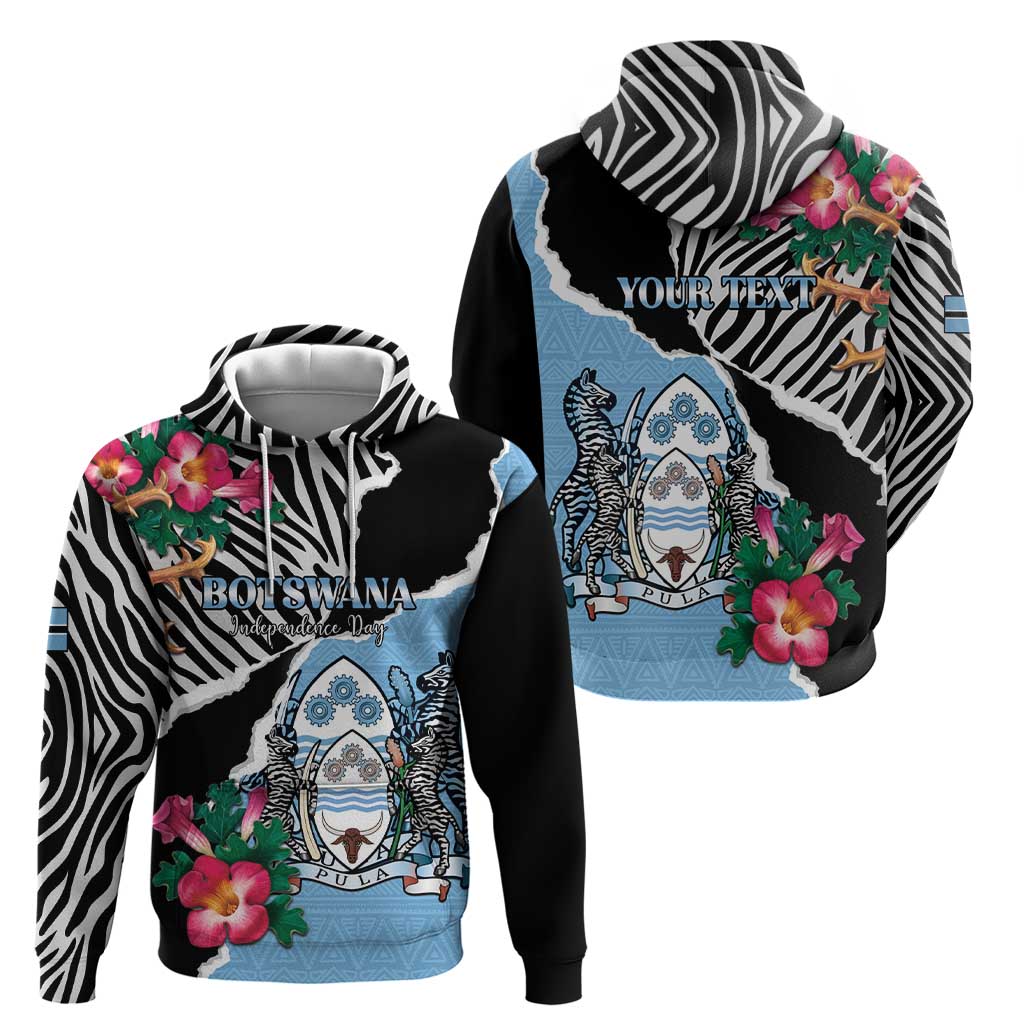 Personalized Botswana Independence Day Zip Hoodie Coat Of Arms Devils Claw - Wonder Print Shop