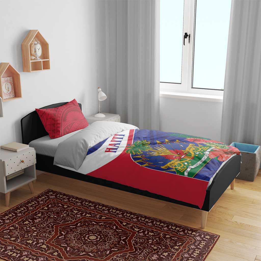 Haiti Bedding Set Neg Marron Ayiti Map - Hibiscus Polynesian - Wonder Print Shop