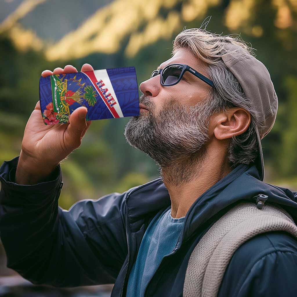 Haiti 4 in 1 Can Cooler Tumbler Neg Marron Ayiti Map - Hibiscus Polynesian - Wonder Print Shop