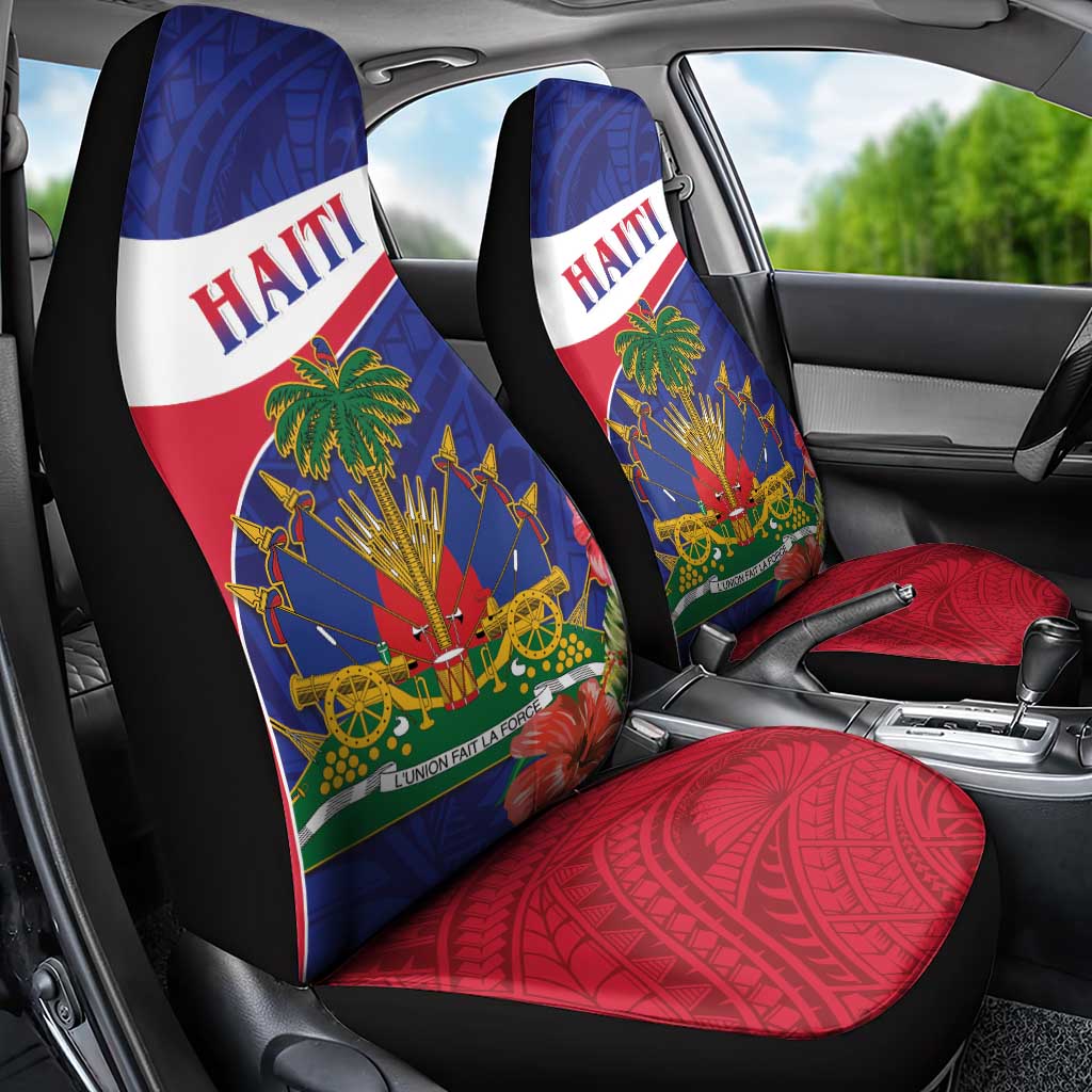 Haiti Car Seat Cover Neg Marron Ayiti Map - Hibiscus Polynesian - Wonder Print Shop
