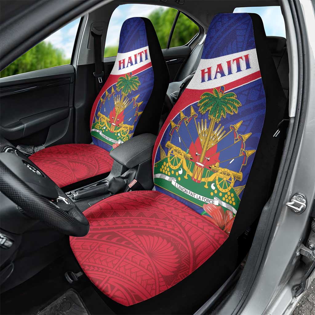 Haiti Car Seat Cover Neg Marron Ayiti Map - Hibiscus Polynesian - Wonder Print Shop