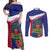 Haiti Couples Matching Off Shoulder Maxi Dress and Long Sleeve Button Shirt Neg Marron Ayiti Map - Hibiscus Polynesian - Wonder Print Shop