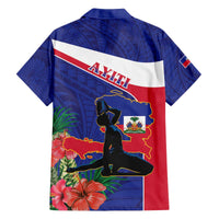 Haiti Family Matching Off The Shoulder Long Sleeve Dress and Hawaiian Shirt Neg Marron Ayiti Map - Hibiscus Polynesian - Wonder Print Shop