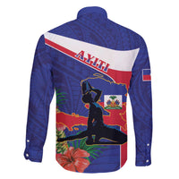 Haiti Family Matching Off The Shoulder Long Sleeve Dress and Hawaiian Shirt Neg Marron Ayiti Map - Hibiscus Polynesian - Wonder Print Shop