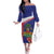 Haiti Family Matching Off The Shoulder Long Sleeve Dress and Hawaiian Shirt Neg Marron Ayiti Map - Hibiscus Polynesian - Wonder Print Shop