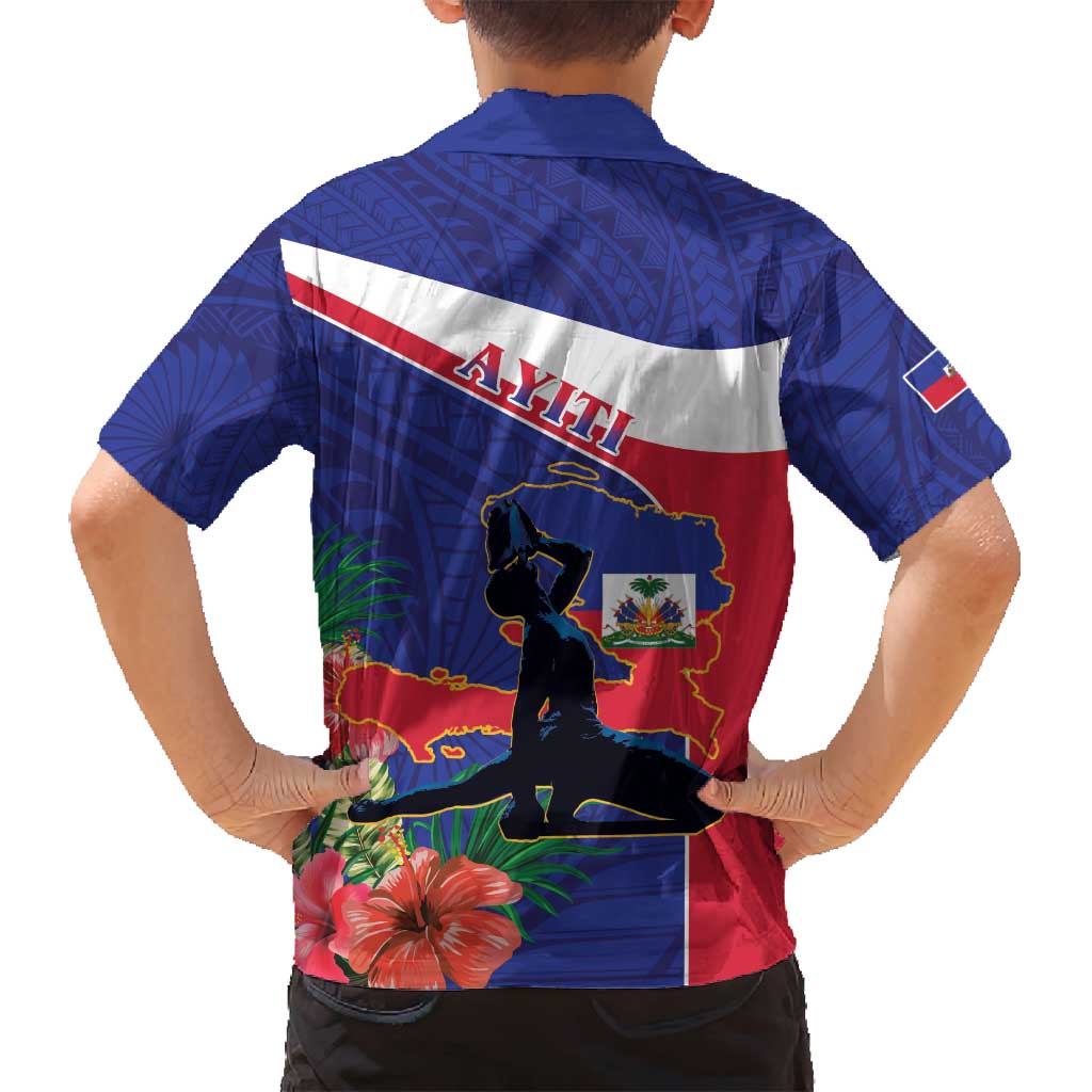 Haiti Family Matching Off Shoulder Maxi Dress and Hawaiian Shirt Neg Marron Ayiti Map - Hibiscus Polynesian - Wonder Print Shop