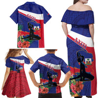 Haiti Family Matching Off Shoulder Maxi Dress and Hawaiian Shirt Neg Marron Ayiti Map - Hibiscus Polynesian - Wonder Print Shop