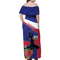 Haiti Family Matching Off Shoulder Maxi Dress and Hawaiian Shirt Neg Marron Ayiti Map - Hibiscus Polynesian - Wonder Print Shop
