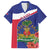 Haiti Family Matching Short Sleeve Bodycon Dress and Hawaiian Shirt Neg Marron Ayiti Map - Hibiscus Polynesian - Wonder Print Shop