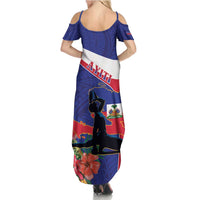 Haiti Family Matching Summer Maxi Dress and Hawaiian Shirt Neg Marron Ayiti Map - Hibiscus Polynesian - Wonder Print Shop