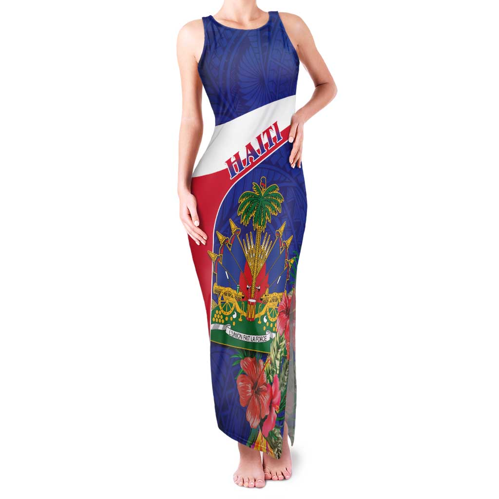 Haiti Family Matching Tank Maxi Dress and Hawaiian Shirt Neg Marron Ayiti Map - Hibiscus Polynesian - Wonder Print Shop