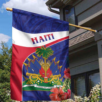 Haiti Garden Flag Neg Marron Ayiti Map - Hibiscus Polynesian - Wonder Print Shop