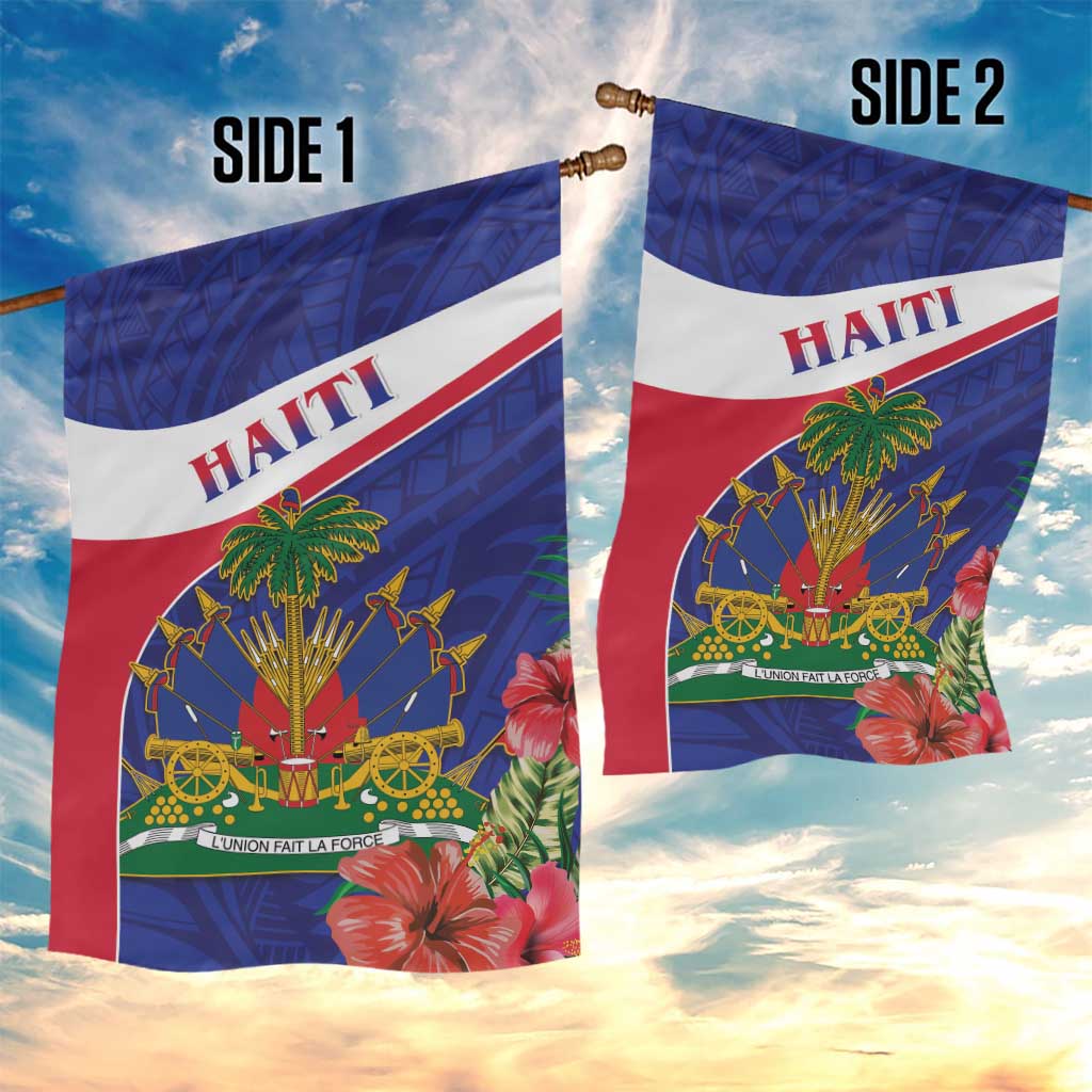 Haiti Garden Flag Neg Marron Ayiti Map - Hibiscus Polynesian - Wonder Print Shop