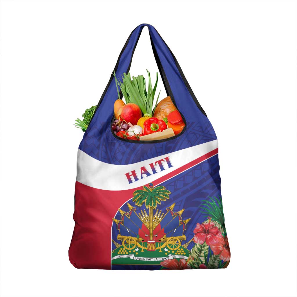 Haiti Grocery Bag Neg Marron Ayiti Map - Hibiscus Polynesian