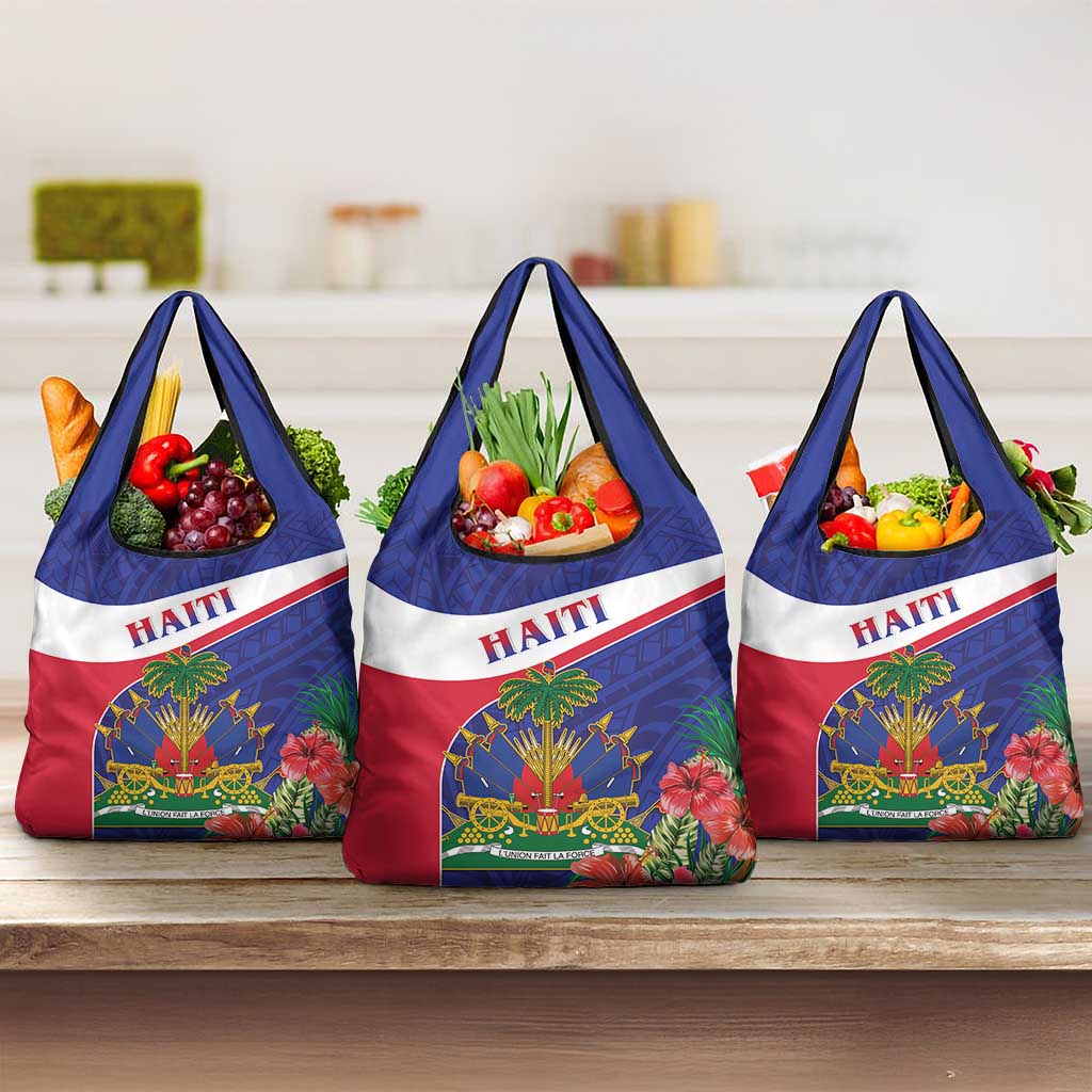 Haiti Grocery Bag Neg Marron Ayiti Map - Hibiscus Polynesian