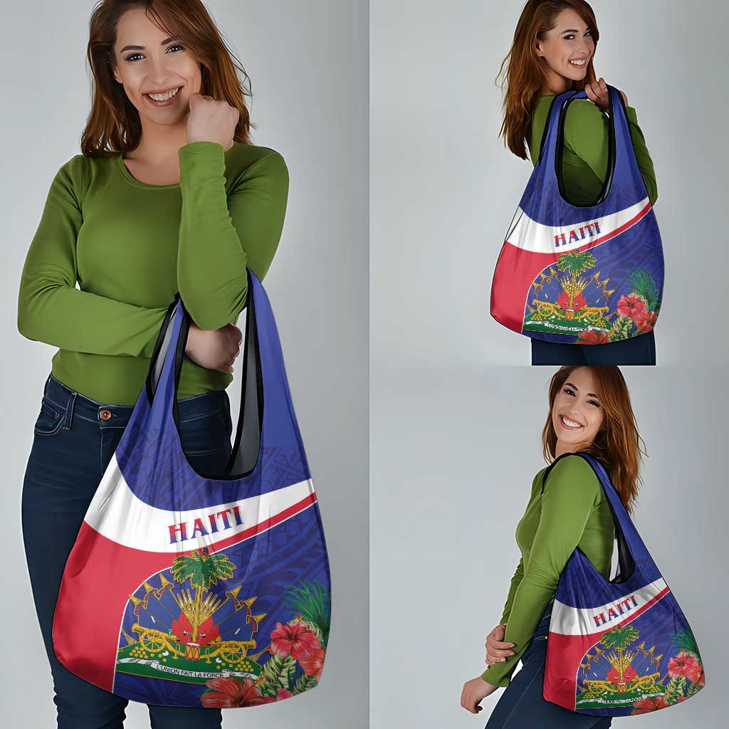 Haiti Grocery Bag Neg Marron Ayiti Map - Hibiscus Polynesian