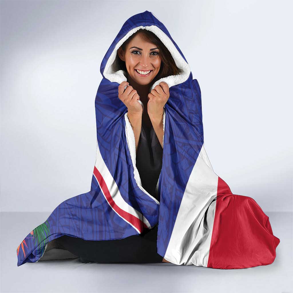 Haiti Hooded Blanket Neg Marron Ayiti Map - Hibiscus Polynesian