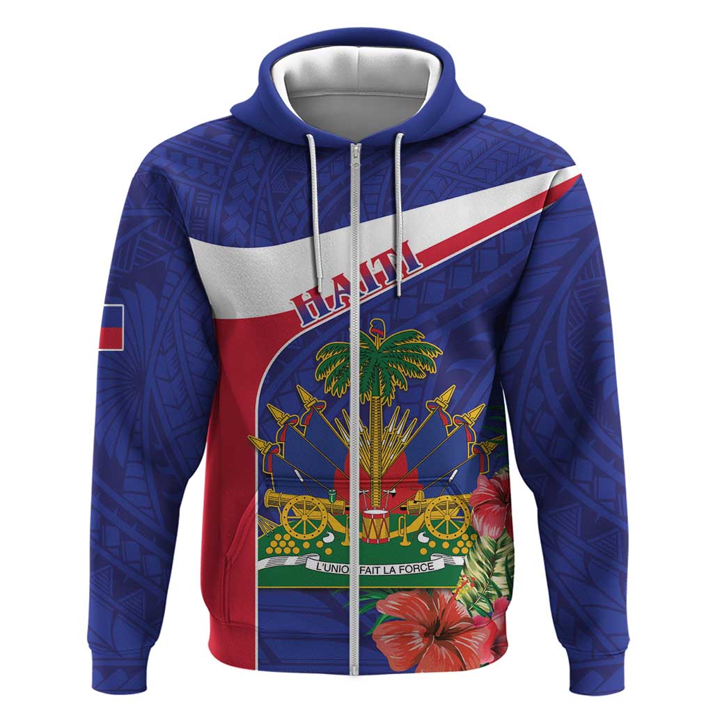 Haiti Hoodie Neg Marron Ayiti Map - Hibiscus Polynesian - Wonder Print Shop