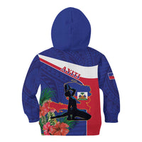 Haiti Kid Hoodie Neg Marron Ayiti Map - Hibiscus Polynesian - Wonder Print Shop