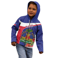 Haiti Kid Hoodie Neg Marron Ayiti Map - Hibiscus Polynesian - Wonder Print Shop