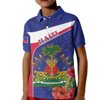 Haiti Kid Polo Shirt Neg Marron Ayiti Map - Hibiscus Polynesian - Wonder Print Shop