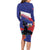 Haiti Long Sleeve Bodycon Dress Neg Marron Ayiti Map - Hibiscus Polynesian - Wonder Print Shop